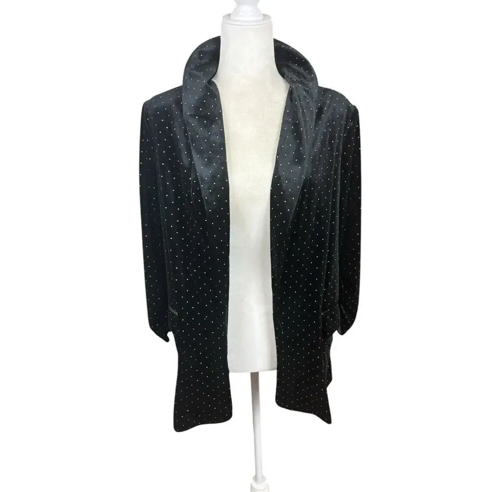 Meg & Margot Jacket Womens Size L‎ Black Velvet Gold Elegant Sophisticated New